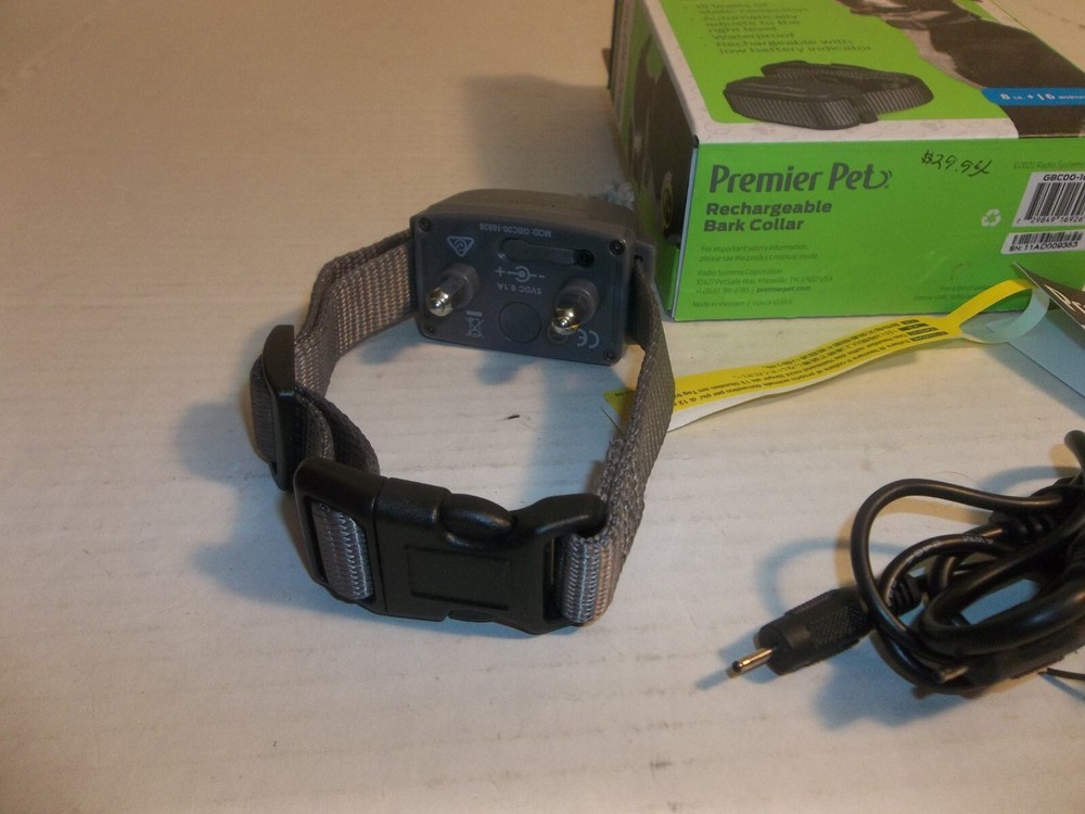Premier Pet Rechargeable Bark Collar Discourage Barking Open Box COLLAR RIP