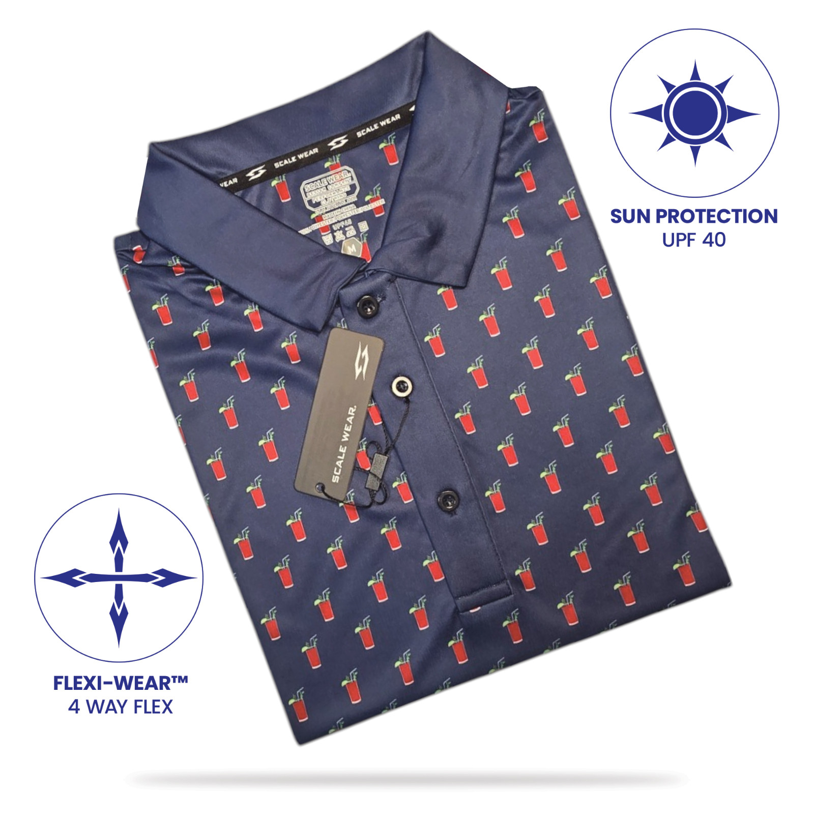 Funny Golf Polo Shirts Men UPF Dry Fit Performance Moisture Wicking Hawaii Beach