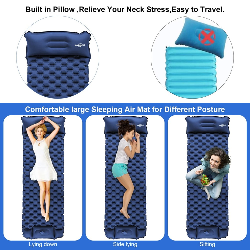 Sleeping Pad, Ultralight Inflatable Sleeping Pad for Camping, Built-in Pump, ...