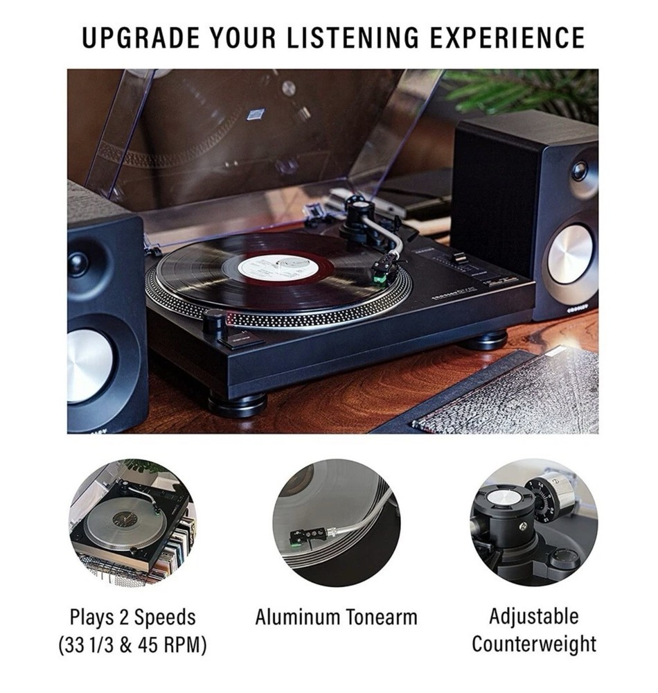 Crosley C100BT, 2-Speed Bluetooth Turntable Record Player - Black