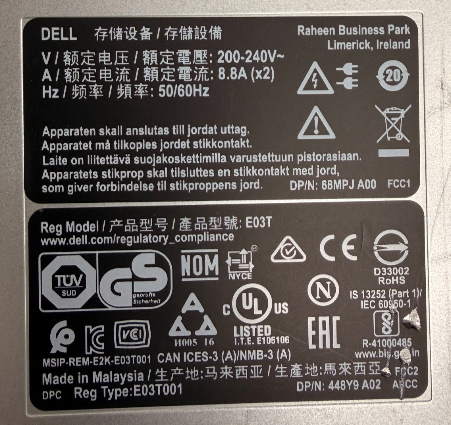 Dell EMC SC5020 Storage Array | No HDDS | 2x Storage Controllers | 2x PSU