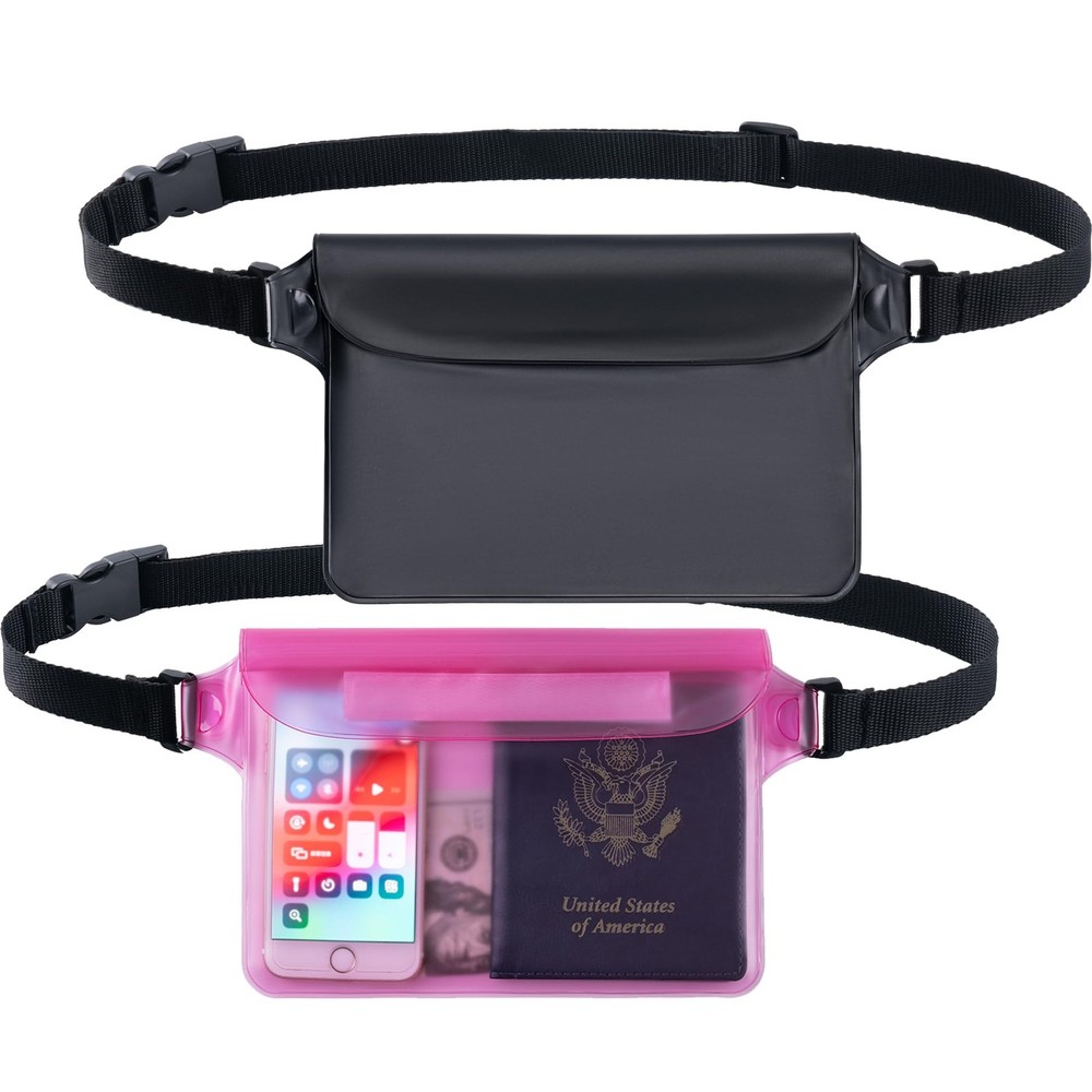 2-Pack Waterproof Pouch with Adjustable Waist Strap | Screen Touch Sensitive Dry