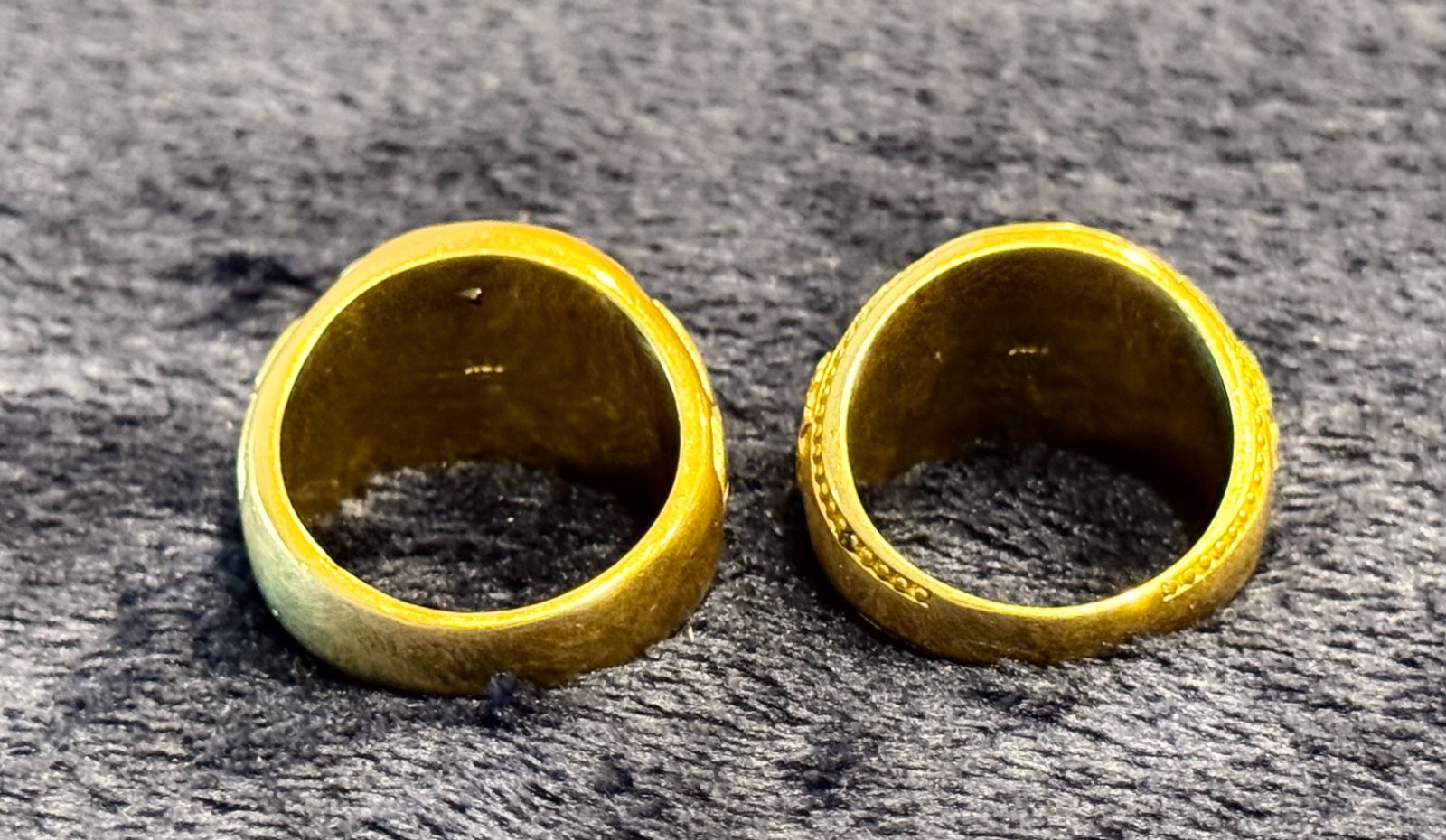 Costume Signet Style Rings - Lot of 2 - Spanish Coat of Arms & Dollar Sign