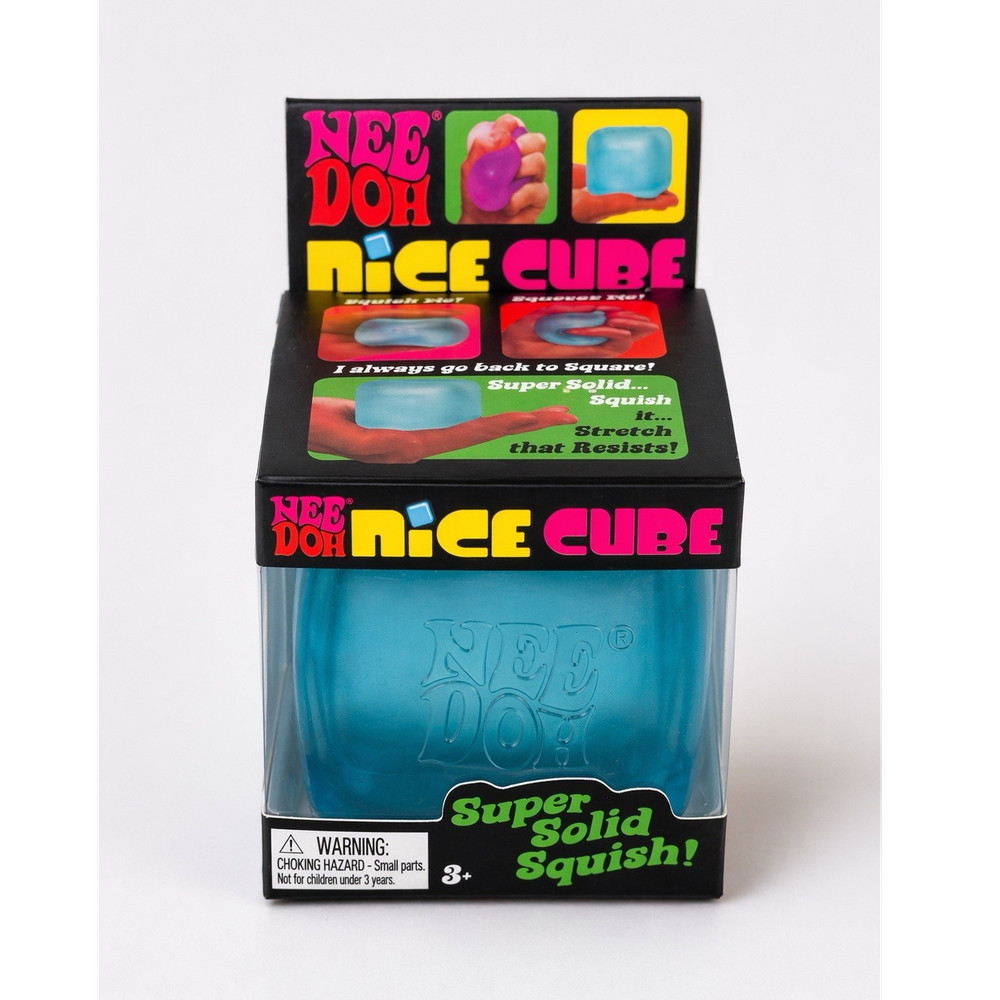 Nee Doh Viral Needoh Nice Cube Super Solid Squish Blue Sensory Squeeze Toy