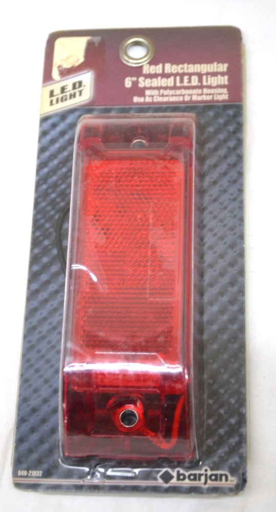 Clearance Marker Light Rectangular Red Reflector Lens 8 LEDS 6" Barjan 049-21032