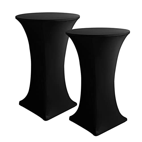 Cocktail Table Covers Pack - Fitted Stretch Spandex Square Corners 2 Black