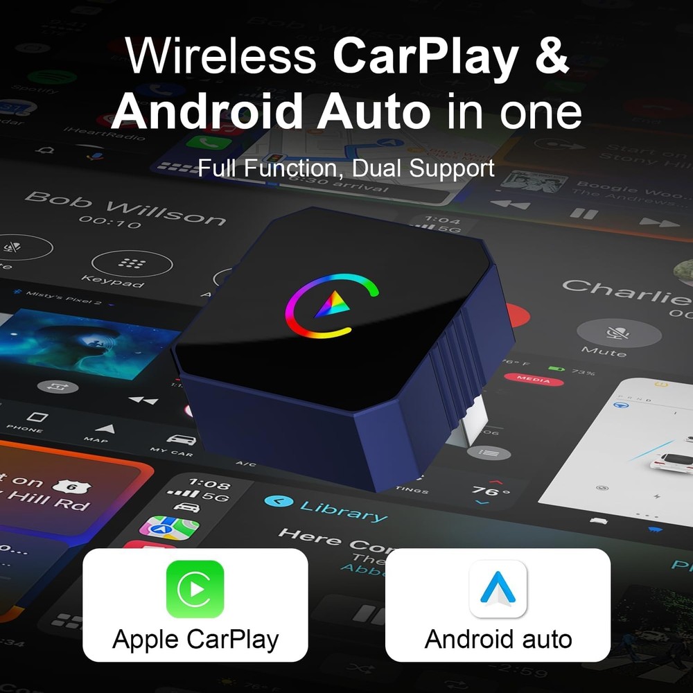 2026 Wireless CarPlay & Android Auto Adapter | Plug & Play, Wired to Wireless