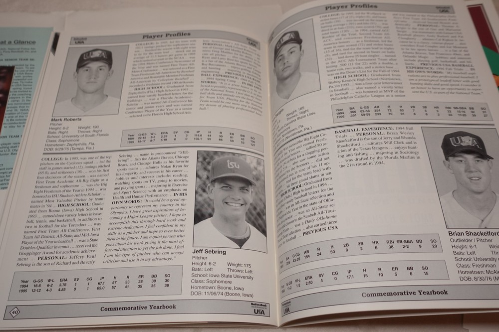 1995 USA Baseball Team Tour Program Brochure Folder Original Papers Lot