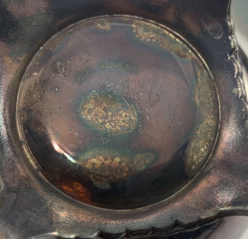 Antique Brass Cream & Sugar Set 3” Tall Footed VINTAGE