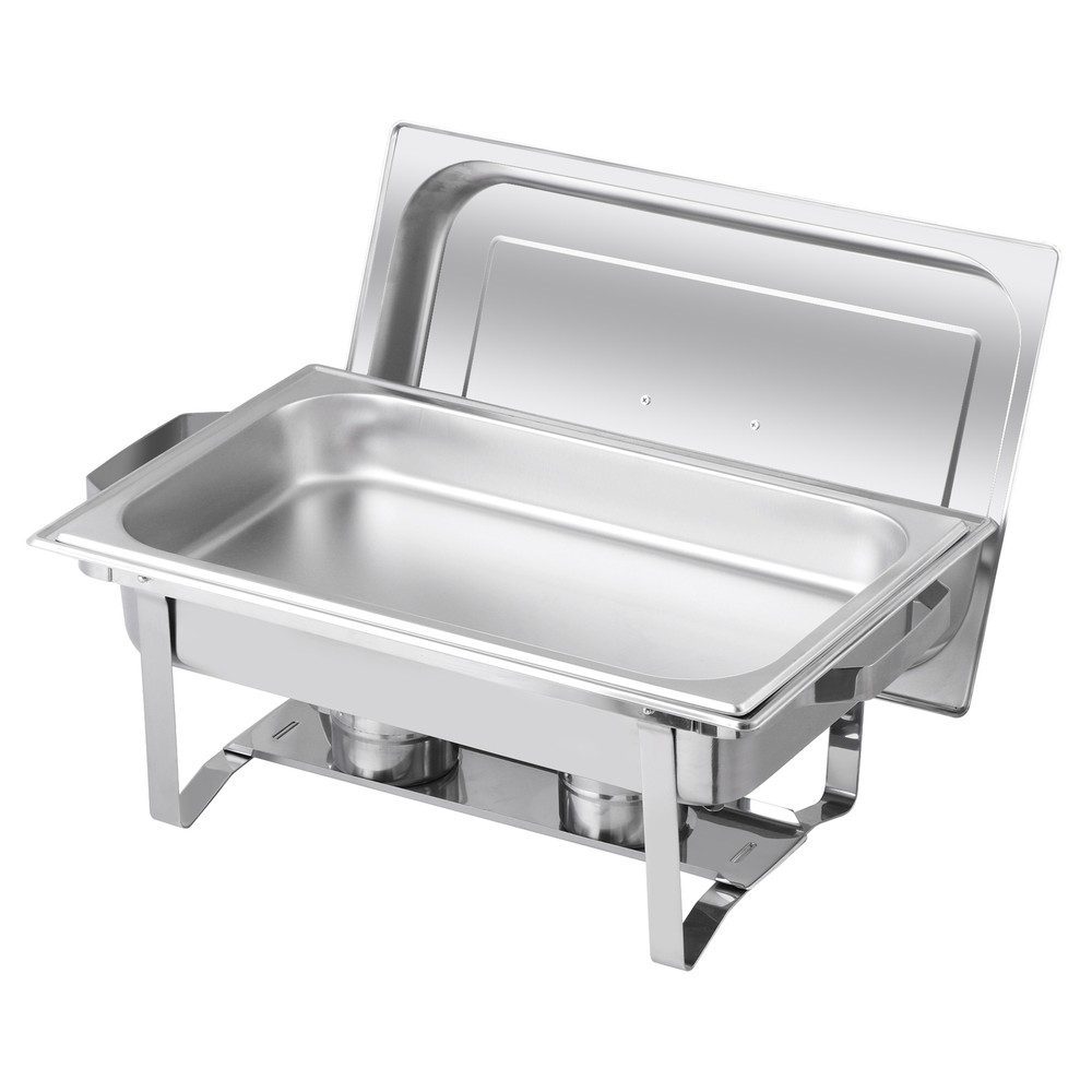 4PCS Stainless Steel Rectangular Chafing Dish Set Dish Buffet Trays 8QT Durable