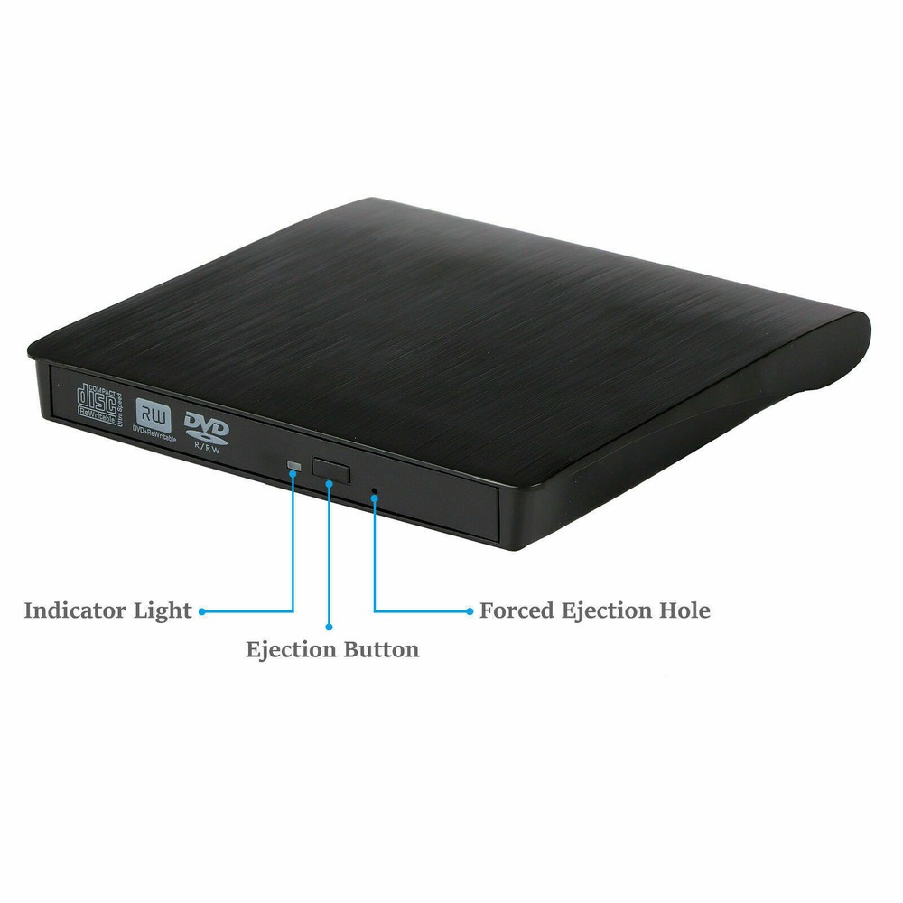 DVD CD RW USB External CD RW Disc Burner Drive Reader Windows 7 10 11 Laptop PC