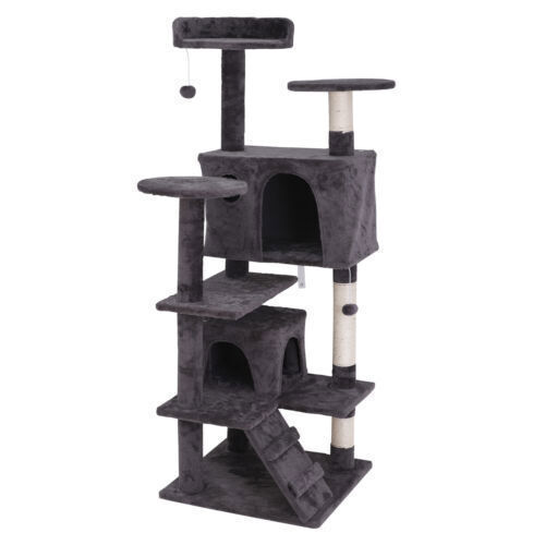 55" Multi-level Cat Tree Tower Cats w/Sisal Posts Plush Perch Cat Condo Tower