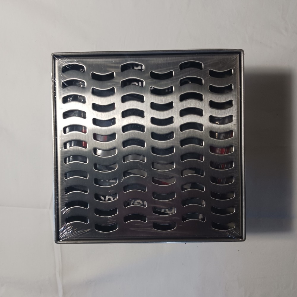 Reln Designer Series 6" square Stainless Wave Pattern Shower Drain #0184