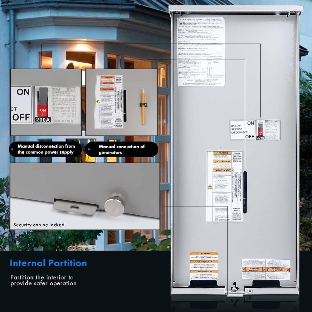 200 Amp Single Phase Automatic Transfer Switch Replace for Generac RXSW200A3