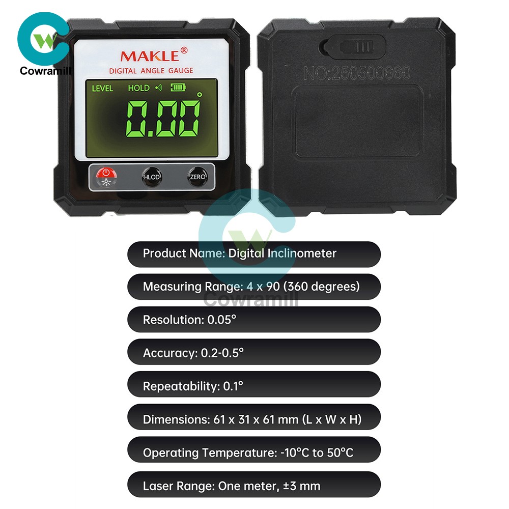 360° Magnetic Digital Level Angle Finder Protractor Inclinometer Rechargeable