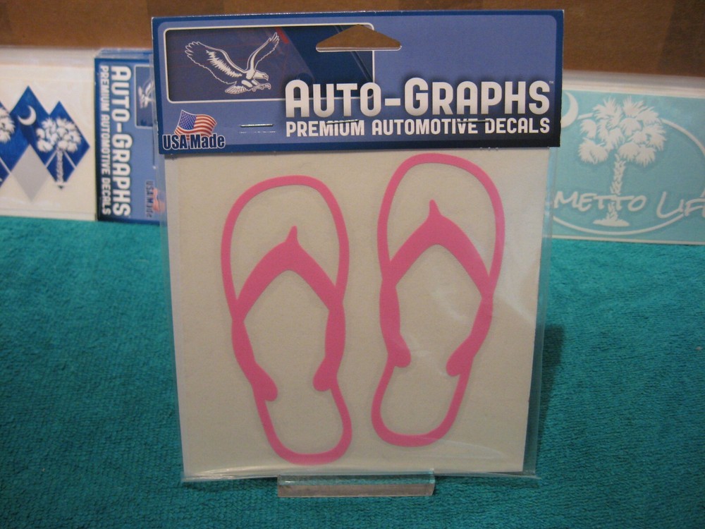 Auto Graphs Flip Flops 5" Window Decals Pink Surface Mount Sticker