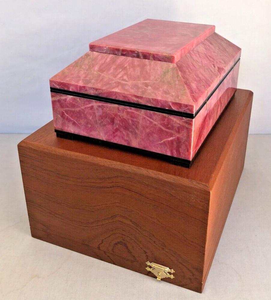 Large Hinged Russian Rhodonite Intarsia Box