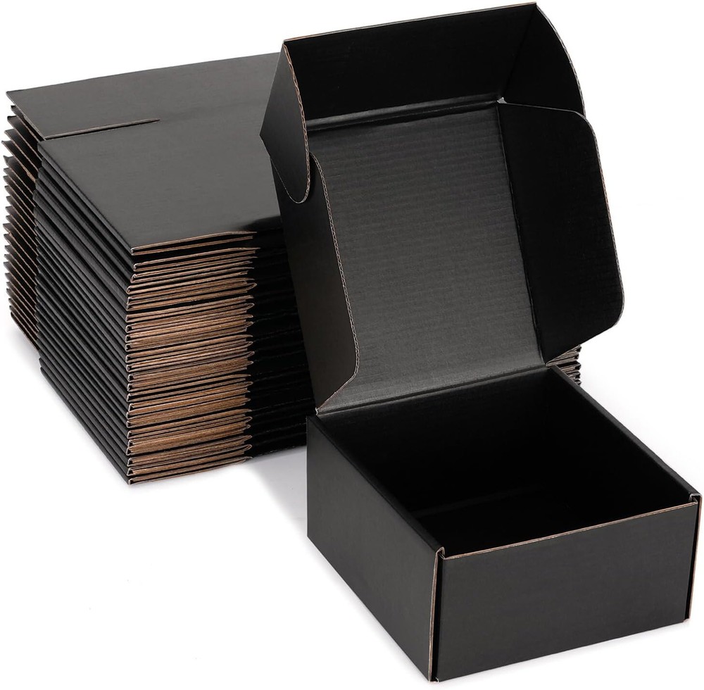 Small Black Shipping Boxes - 25 Pack Corrugated Cardboard Mailing Box Packaging