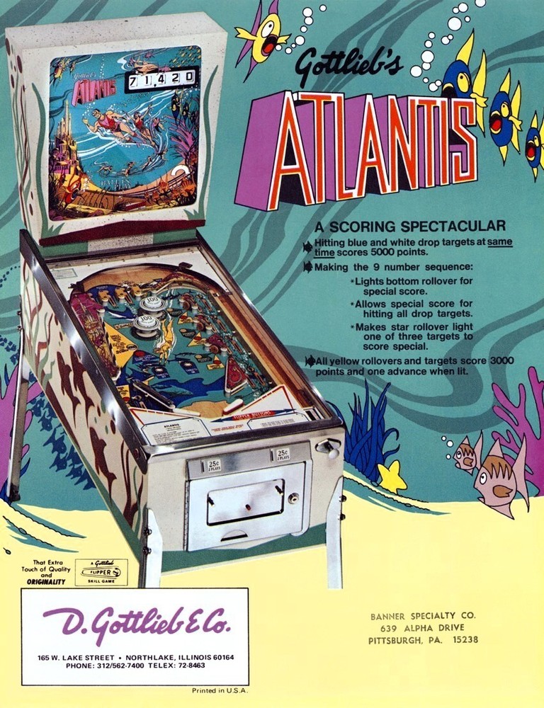 1975 Gottlieb Atlantis Pinball Machine Replacement Rubber Ring Kit
