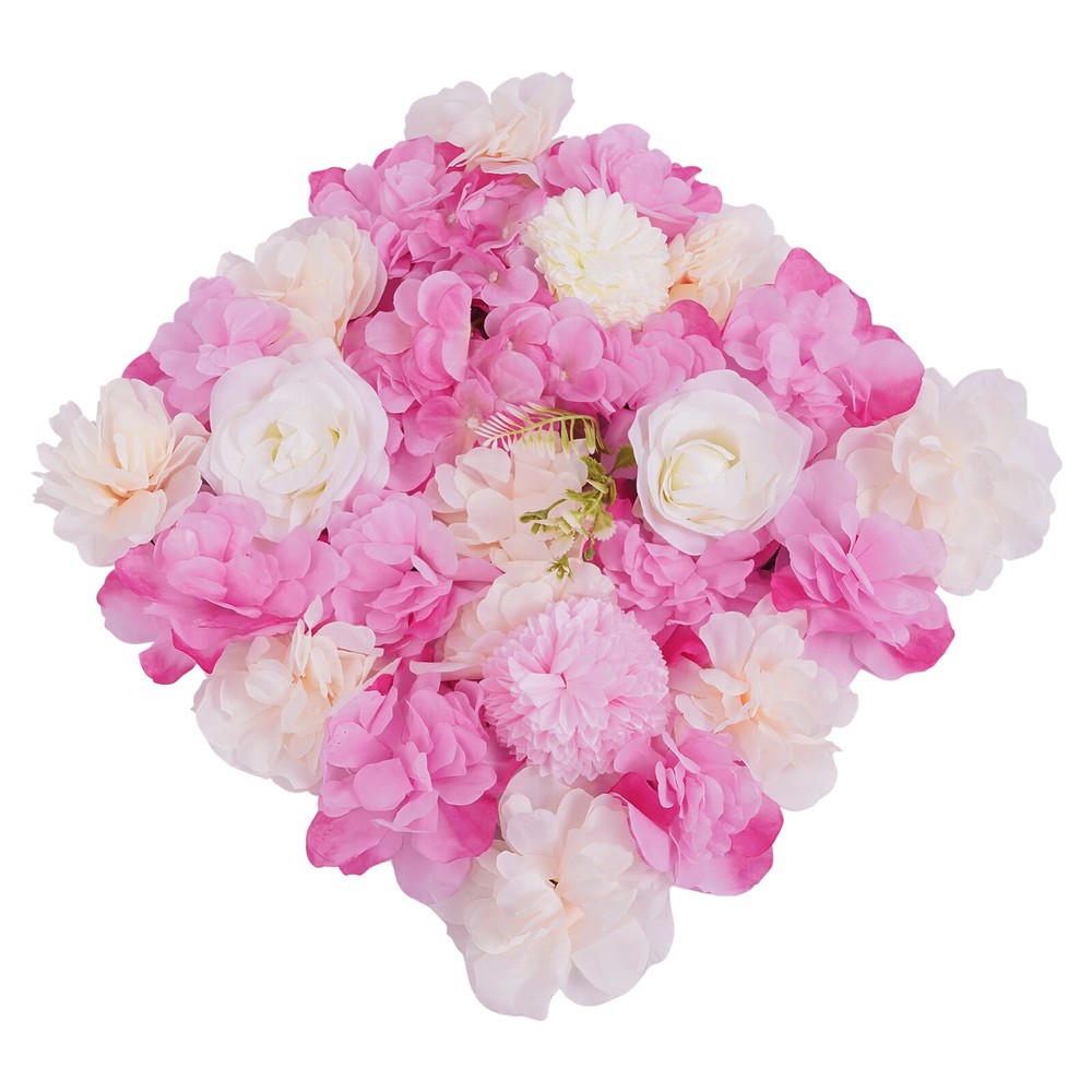 12pcs Artificial Flower Wall Panel Wedding Background Silk Rose Mat Floral Pad