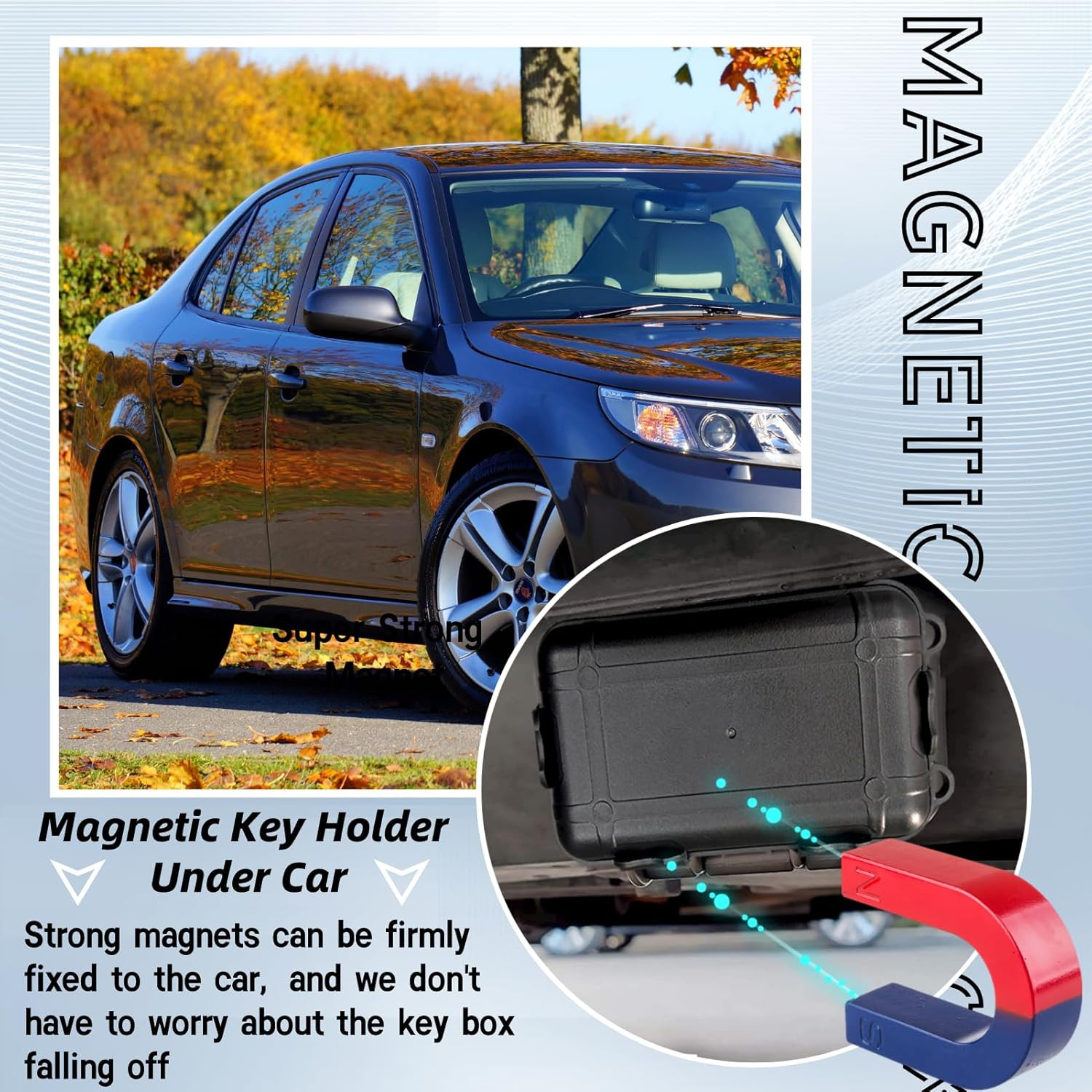 2 Pcs Magnetic Key Holders under Car, Hide Key Magnetic Box for Storage Key Indo