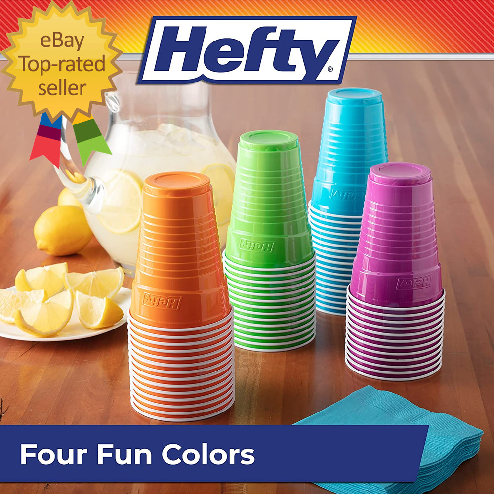 Party on Disposable Plastic Cups Assorted 16 Ounce 100 Count