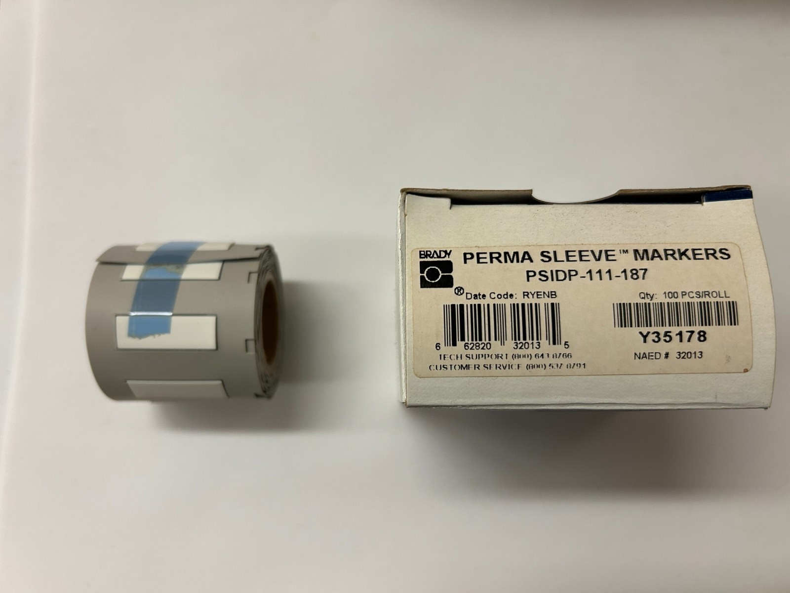 Brady PSIDP-111-187 Perma Sleeve Marker 32013 Y35178 (Pack of 100)