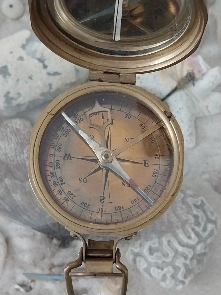 NAUTICAL SOLID BRASS CLINOMETER MARITIME FOLDING COMPASS INSTRUMENT REPLICA