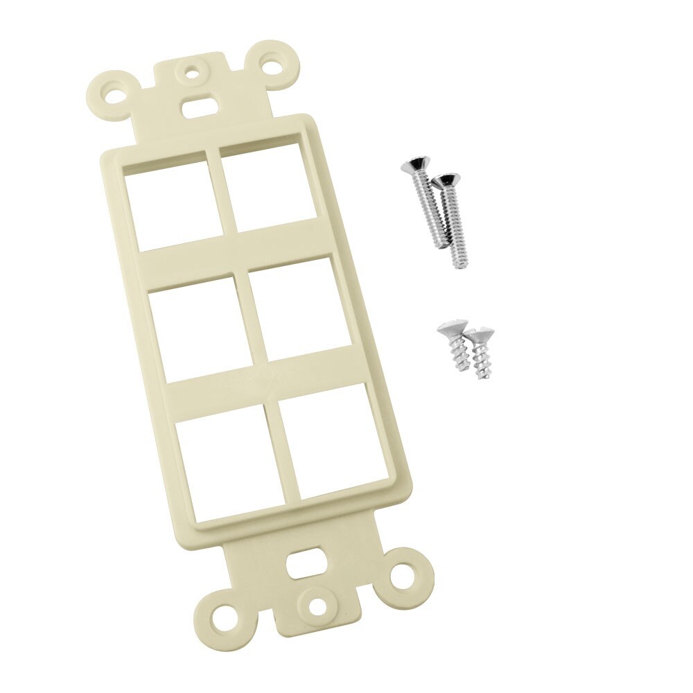 Construct Pro 6-Port Single Gang Keystone Decora Style Insert Strap (Ivory)