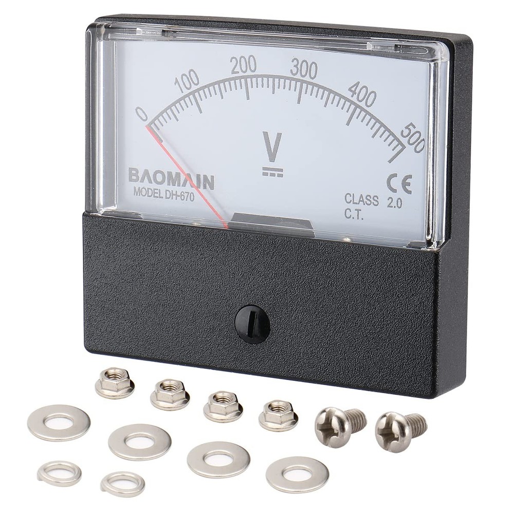 Baomain Voltmeter DH-670 DC 0-500V Rectangular Class 2.5 Analog Panel Volt Vo...