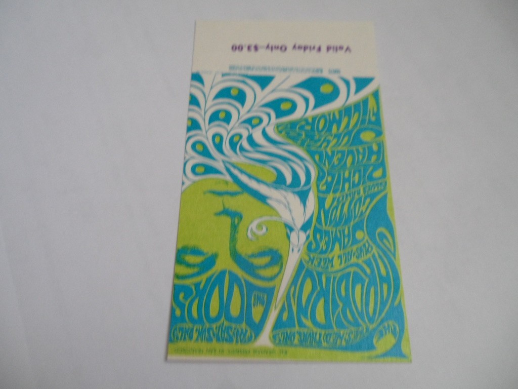 THE DOORS Original__1967__CONCERT TICKET__Fillmore West__San Francisco__EX+