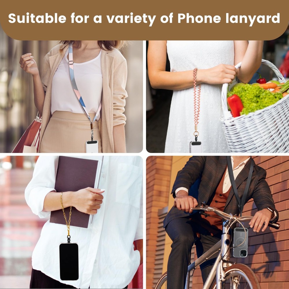 OUTXE Phone Tether Tab Rotatable 360°, 4 Pack Lanyard Large, Black