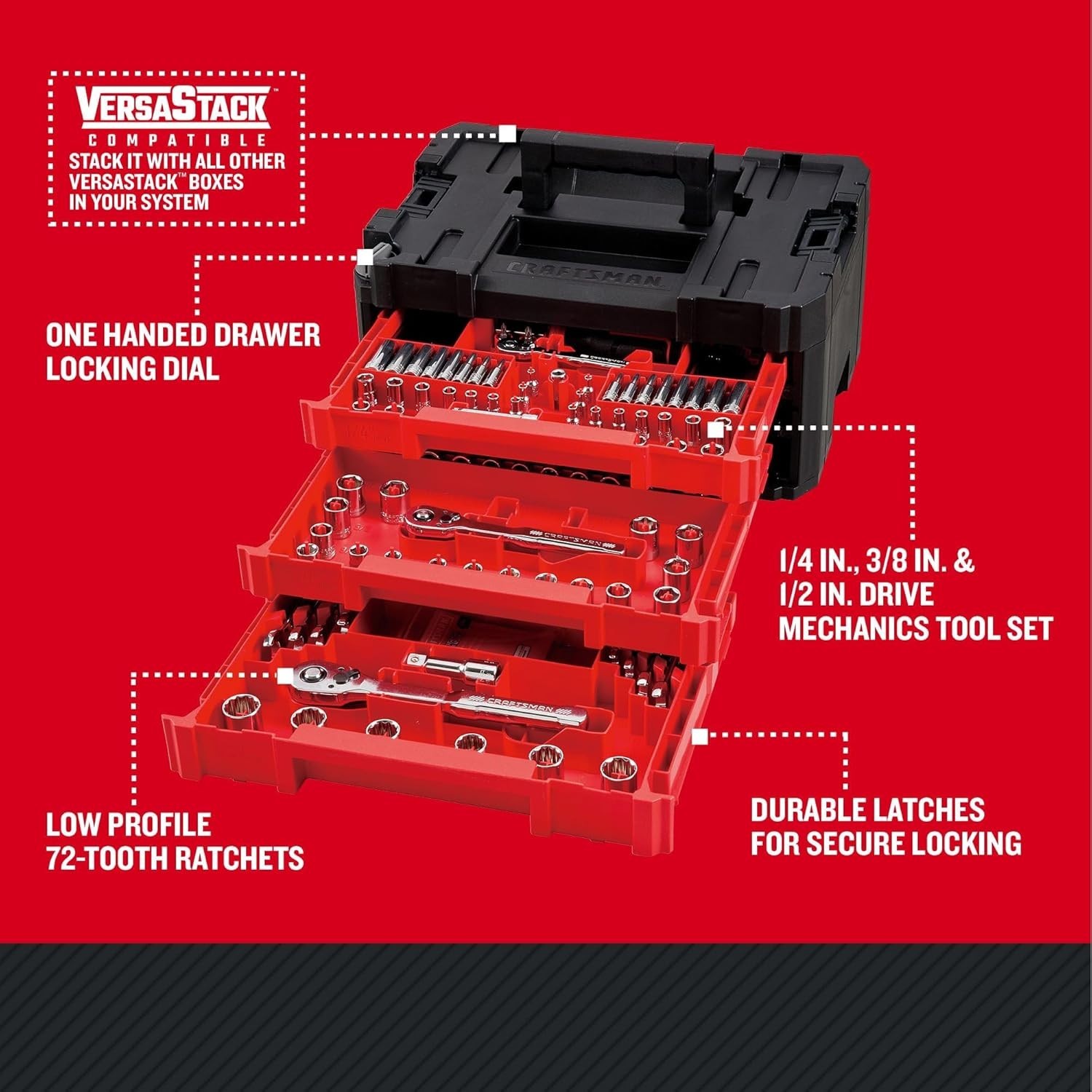 Craftsman 230-Piece Silver Finish Standard Metric Mechanics Tool Set 230 pc