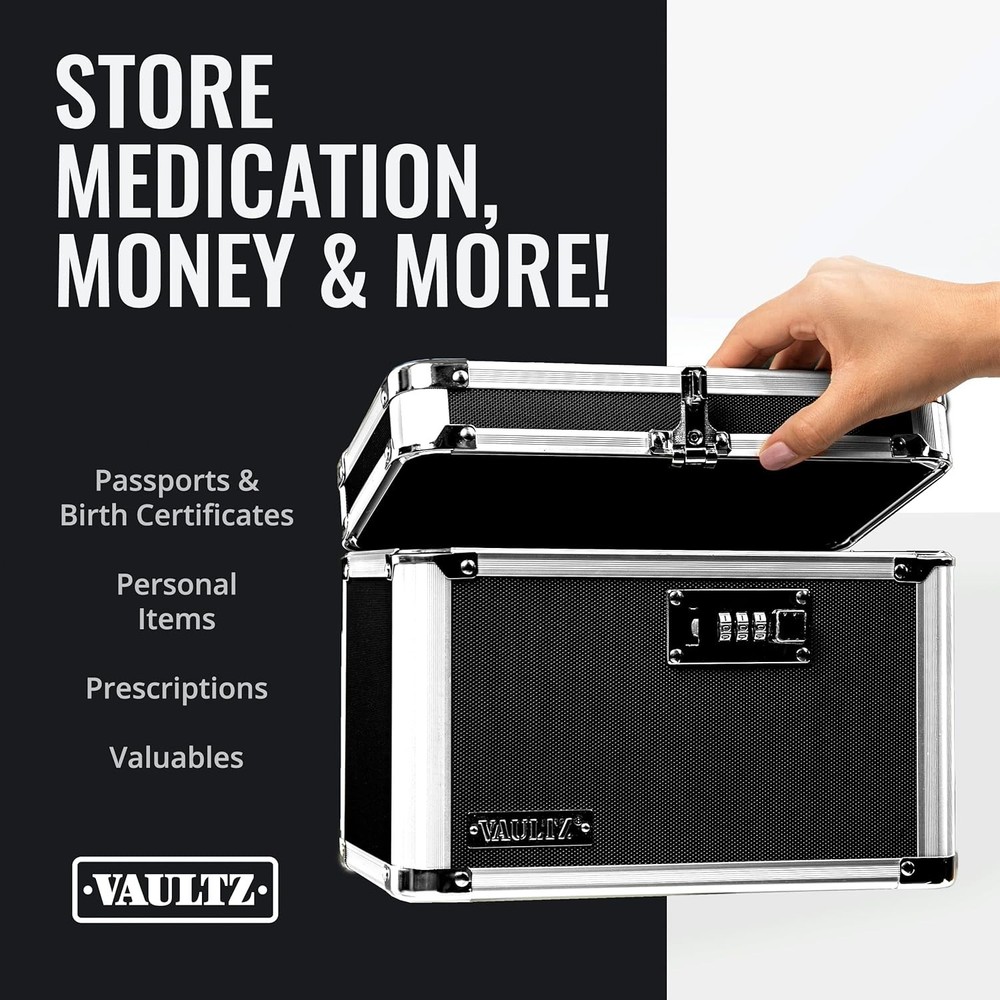 Compact 3-Digit Lock Box - Secure Chrome Steel Storage for Documents & Valuables
