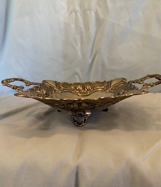 Godinger Silver-plated 3-Footed Embossed Rose Nut/Candy Dish 8-1/2 in. Diameter