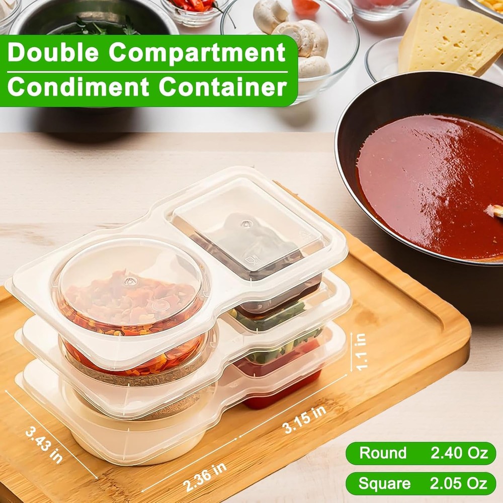 8 Sets Reusable Snack Containers with Lids, Double Compartment 8 PCS
