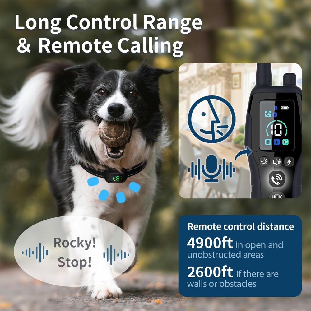 Dog Shock Training Collar 4900FT Pet Trainer Collar with Remote/Call Function...