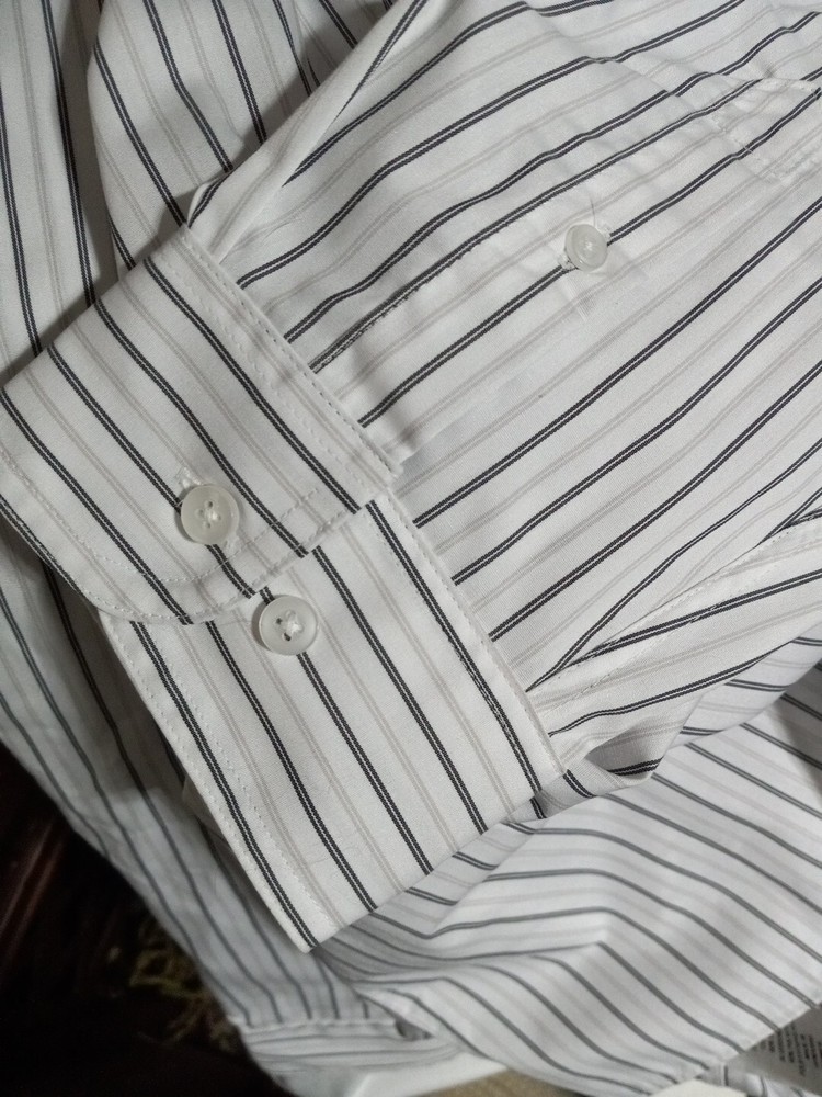 Edwards Work Shirt. Longsleeve button down collar pinstripe workshirt.