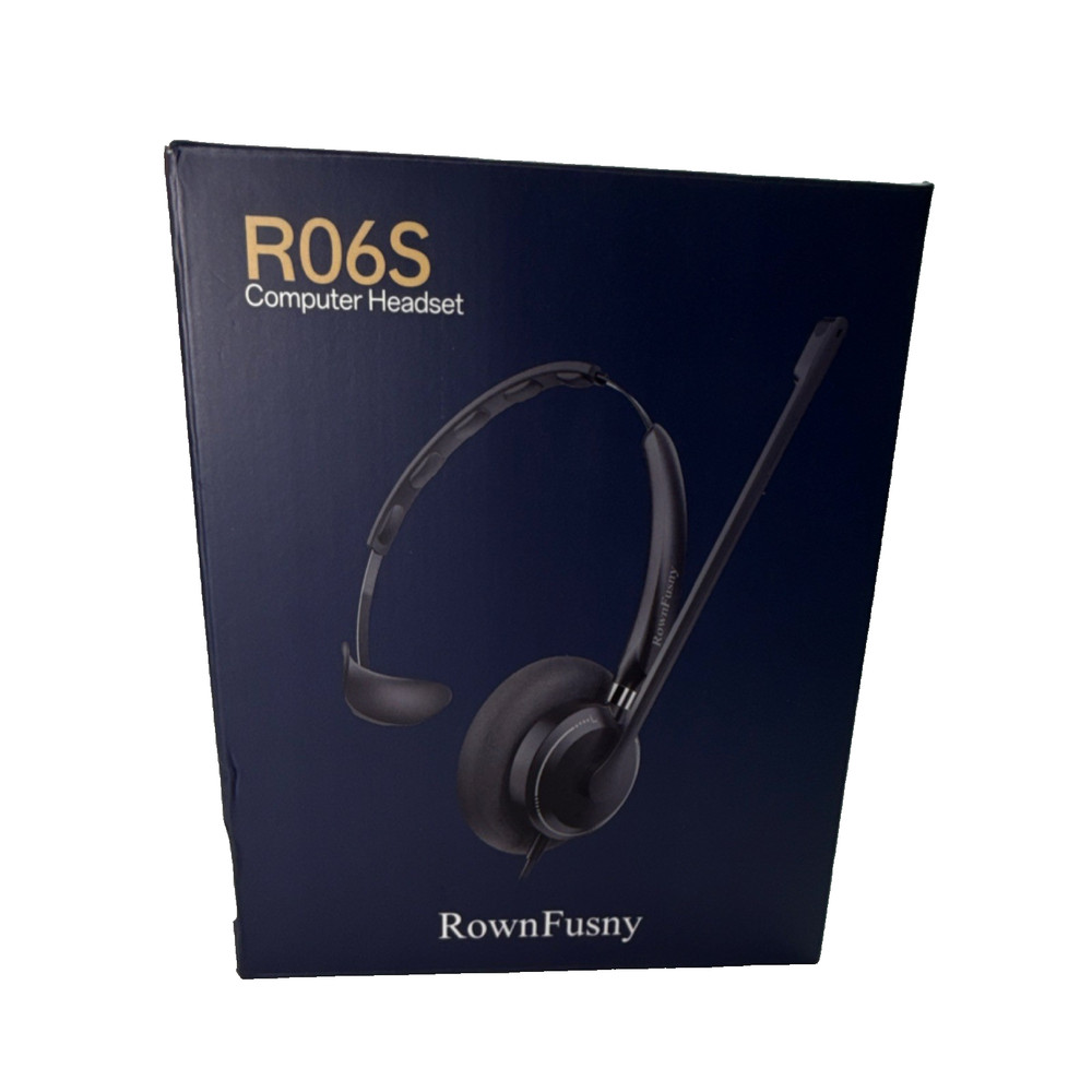RownFusny R06S Black Headband Computer Headset, with Mic Mute Button Volume
