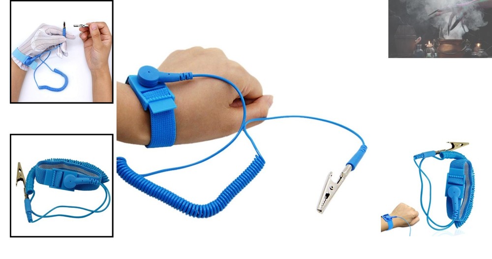 Blue Adjustable Antistatic Wrist Strap - Essential for Electronics Professionals