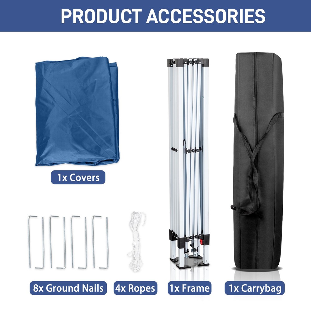 3 x 3m Practical Waterproof Right-Angle Folding Tent Blue