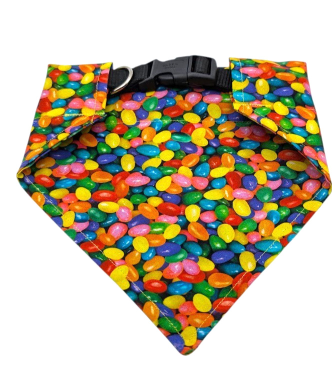 Easter Jelly beans Dog Bandana OVER THE COLLAR Bandanna Slide on Slip Bandanna