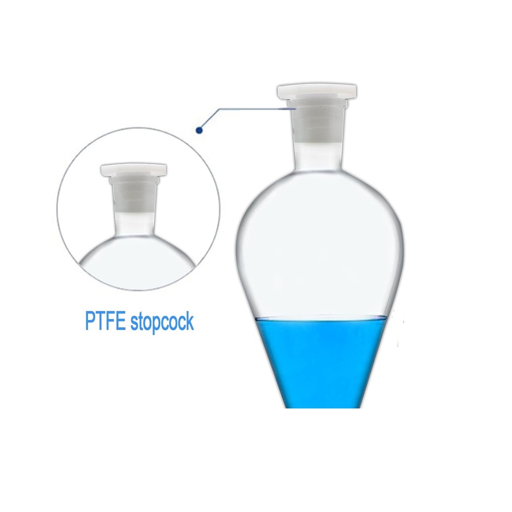 Borosilicate Glass 250ML Separating Funnel Heavy Wall Conical Clear