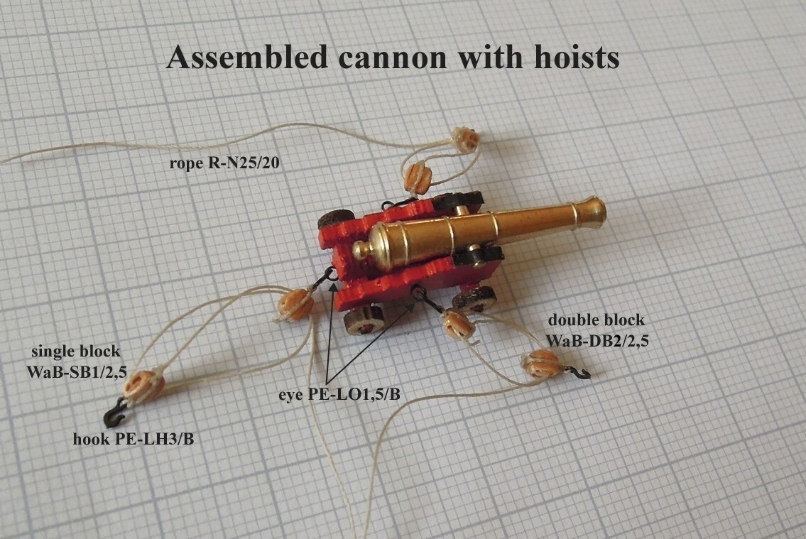 Revell USS Constitution, United States 1:96 - complete set of 53 brass cannons