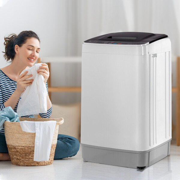 Full-Automatic Washing Machine Top Load Laundry Washer with LED Display 17.6 Lbs