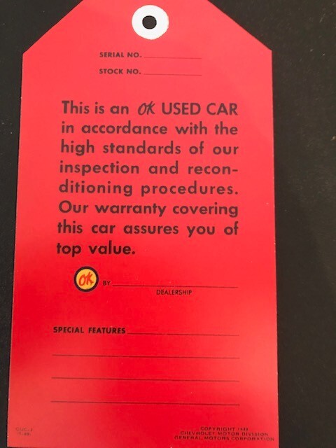 OK Used Car Decals PLUS... OK Hang Tag