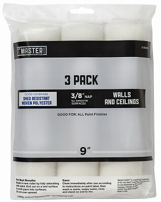 Master Painter Better MPPW938PK3 Woven Paint Roller Covers, Polyester, 9 x 3/8