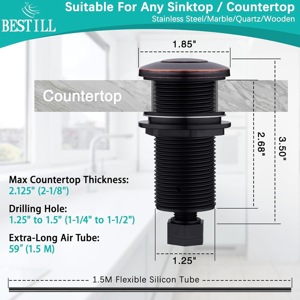 Garbage Disposal Air Switch Button 3.6 Oil Rubbed Bronze Sinktop Push