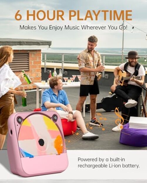 Portable CD Player with Bluetooth, Rechargeable Wireless Mini Desktop for Home