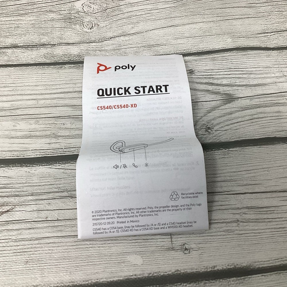 Plantronics CS540 Headset System Black